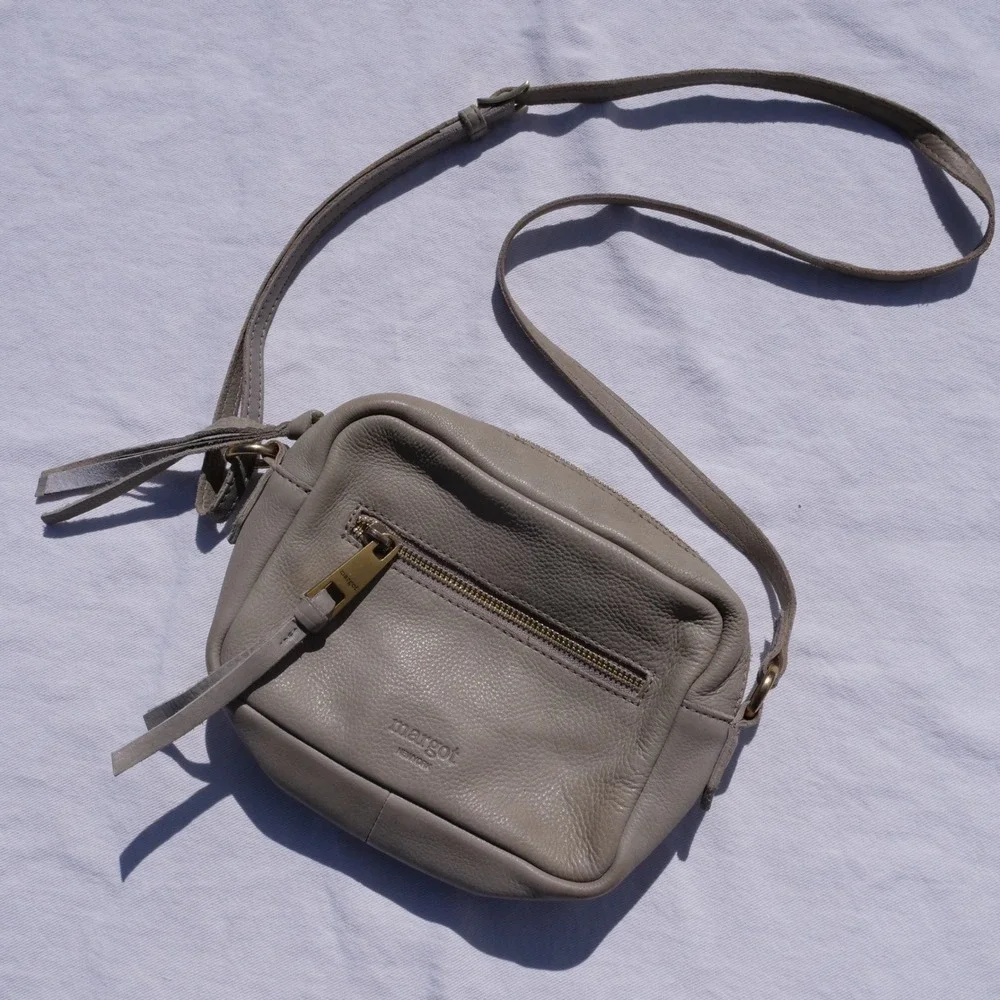 Margot‎ NY sage green pebbled leather mini crossbody bag